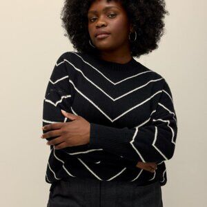 Penningtons -Black Mitered Stitch Crewneck Sweater- 4xxl